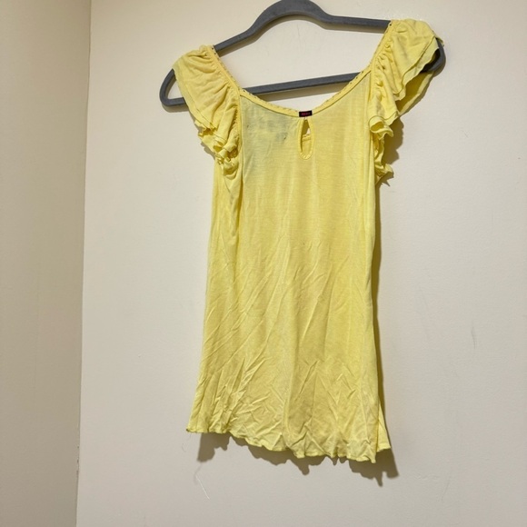 Women’s Y2K Dex Brand Yellow Lettuce Trim Flowy Soft Summer Tank Top Size: L - Picture 14 of 15